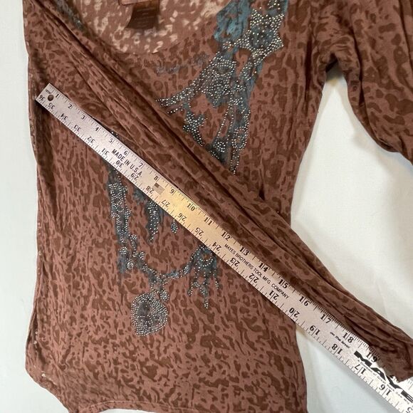 Cowgirl Tuff Co VTG Burnout L/S Top Womens SIZE MEDIUM Shirt Western Y2k Rodeo - Picture 8 of 10